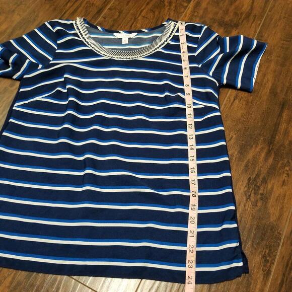 Charming Charlie Top Size Medium Blue Striped Braided Scoop Neck - Picture 8 of 8